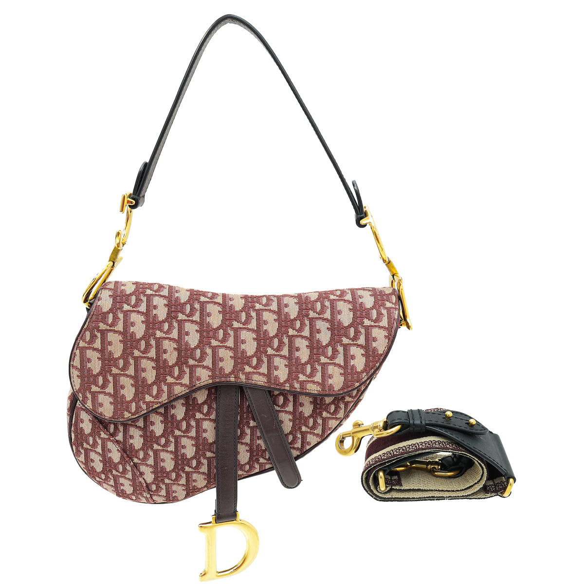 Dior Handbag Christian Burgundy Oblique Saddle Bag Medium Shoulder Bag