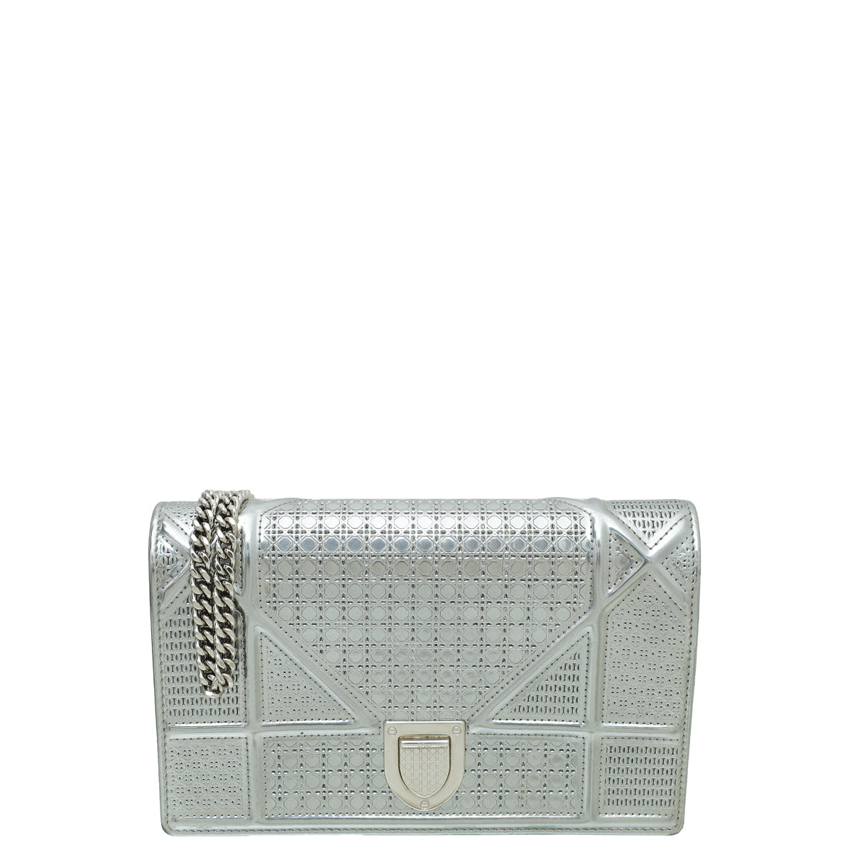 Dior Shoulder Bag Christian ama Microcannage Wallet On Silver Chain