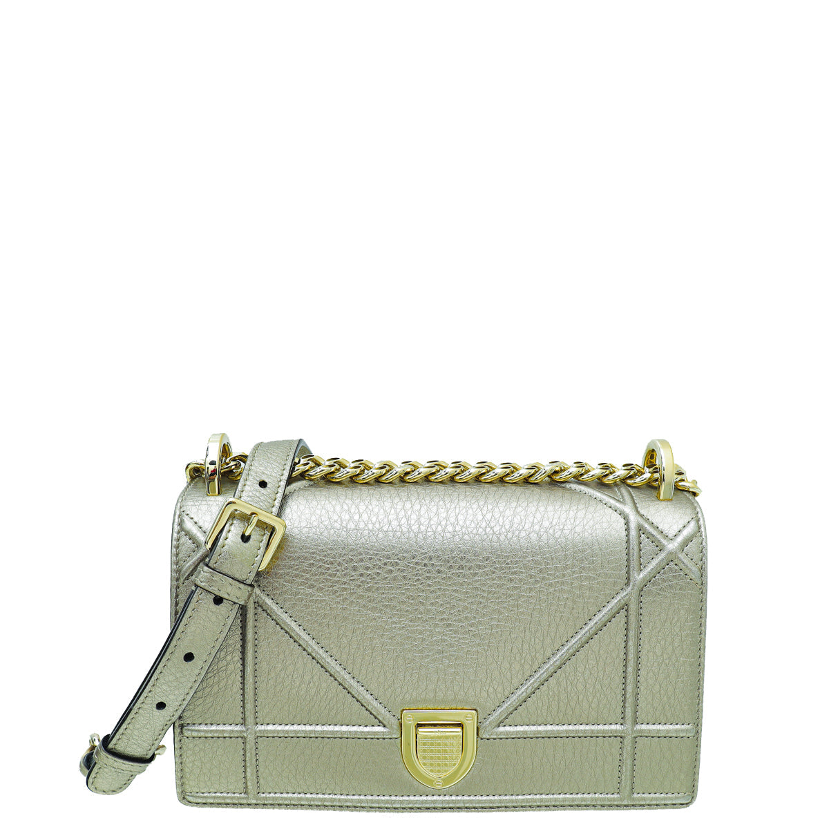 Dior Handbag Christian Metallic Champagne ama Shoulder Bag Small