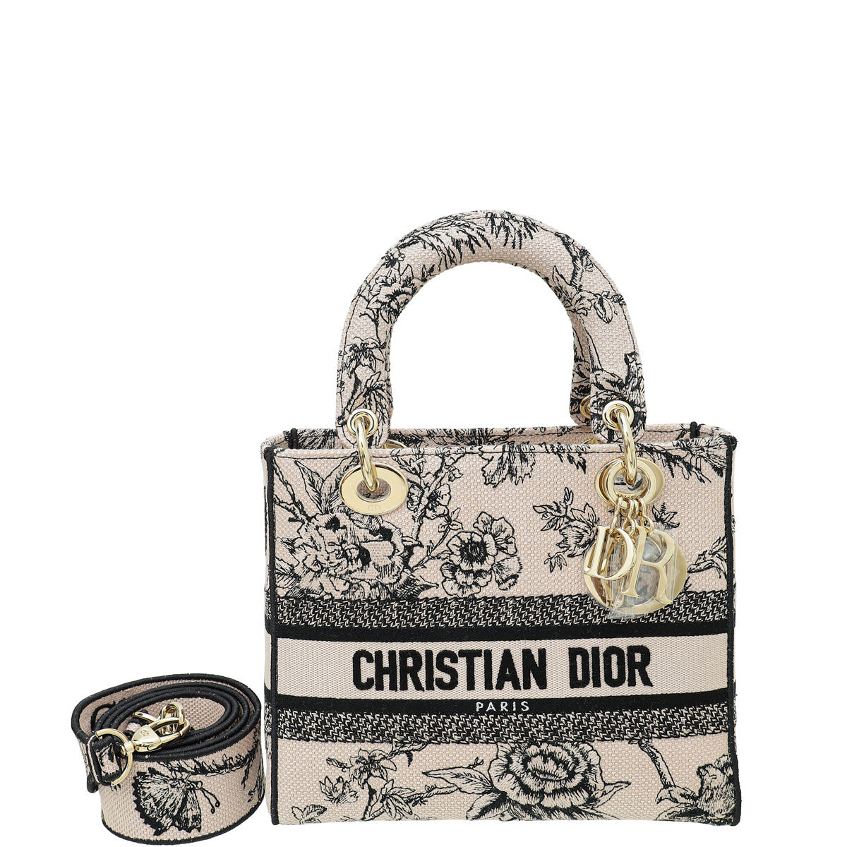Dior Handbag Christian Powder D-lite Jardin Botanique Embroidery Bag Pink Medium Shoulder Bag