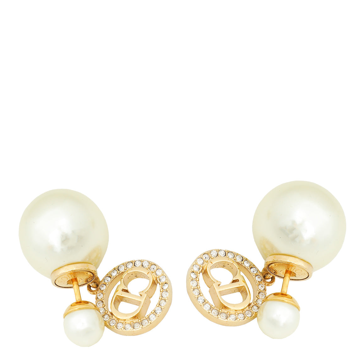 Dior Jewelry Christian CD Crystal Tribales Earrings White