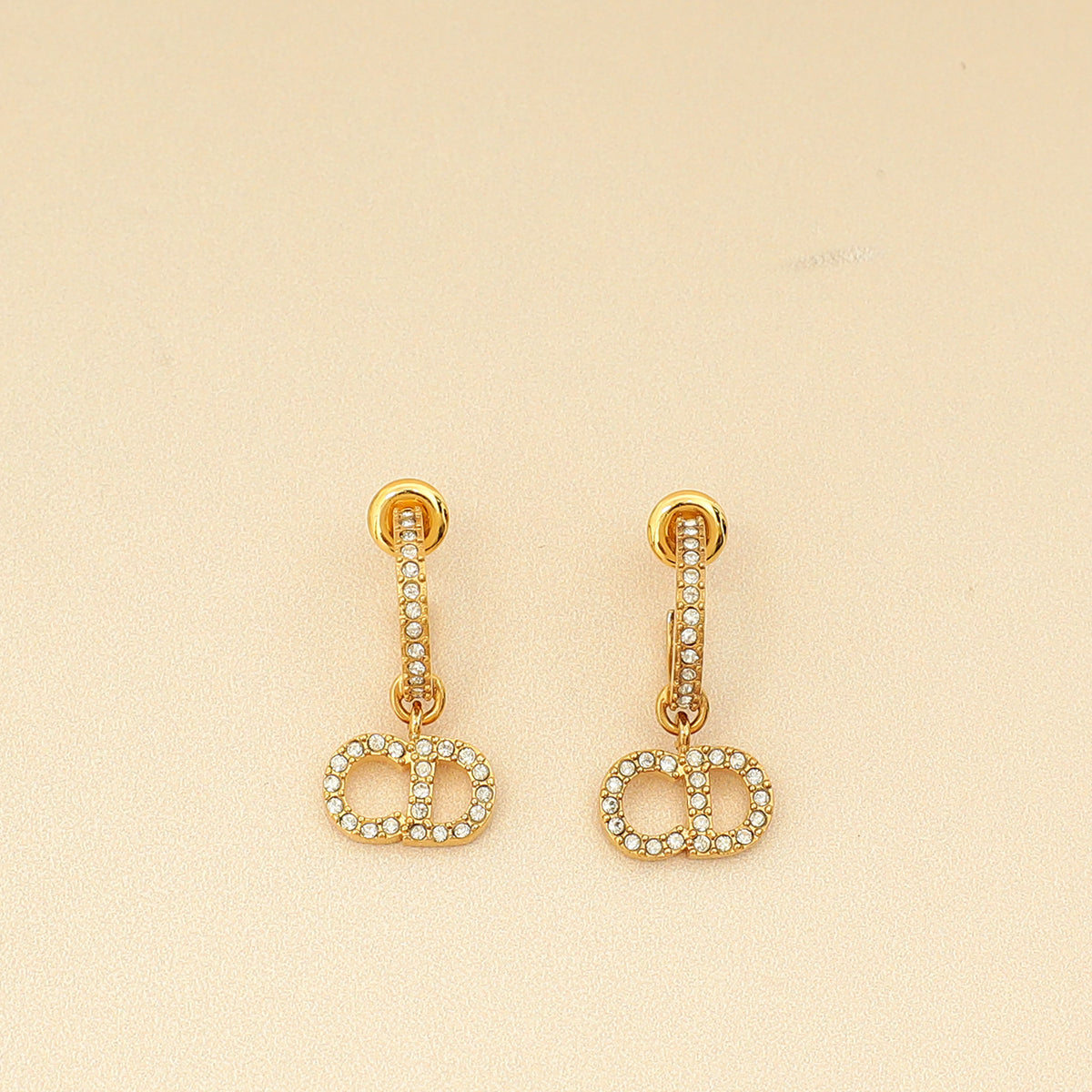 Dior Jewelry Christian Finish Hoop Clair D Lune Earrings Gold