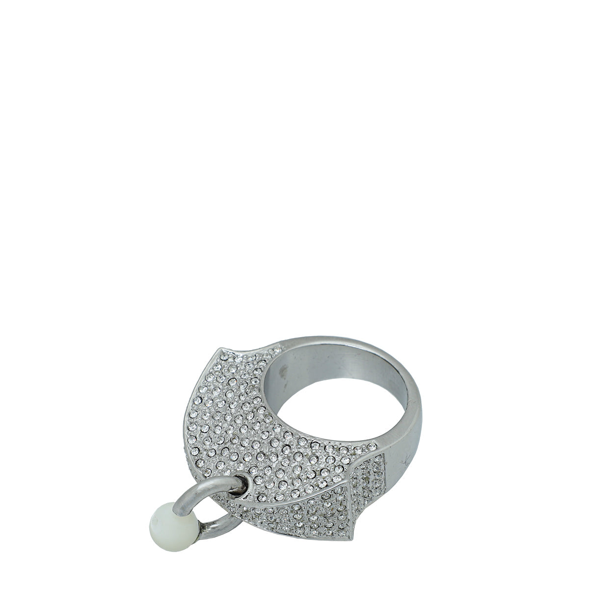 Dior Jewelry Christian Finish Crystal Ring Silver