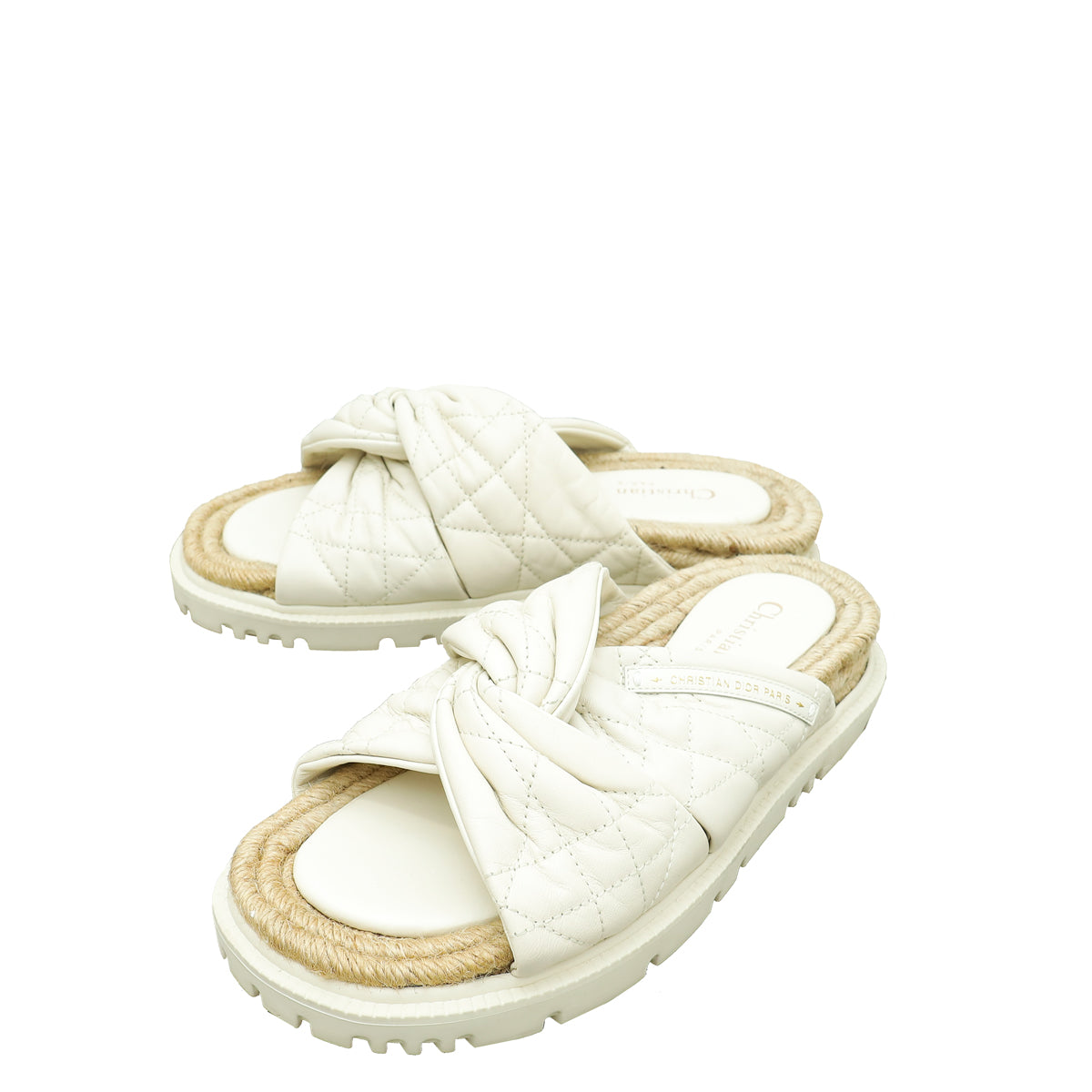 Dior Shoe Christian D Twist Slide Sandal 37 Cream Shoes