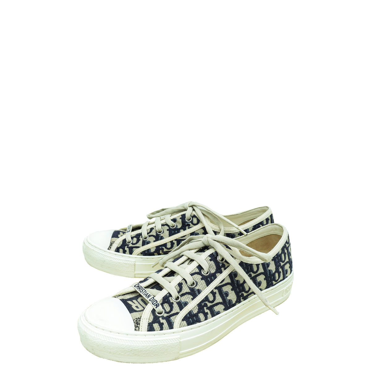 Dior Shoe Christian Bicolor Oblique Walk'N' Sneakers 35.5 Shoes