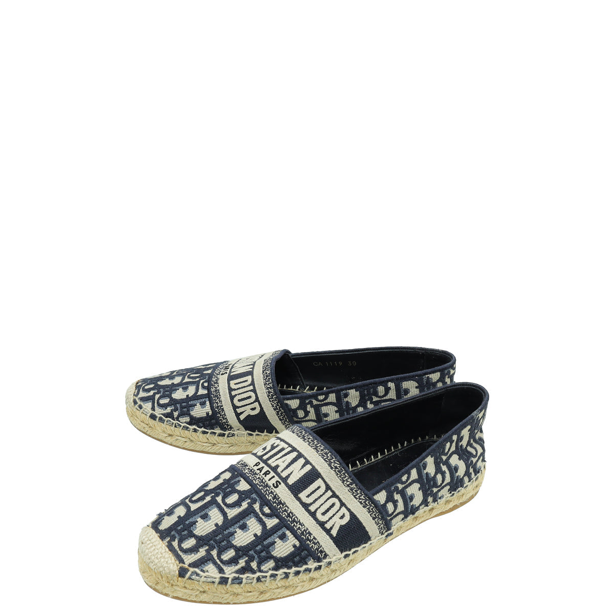 Dior Shoe Christian Oblique Granville Espadrille Flats 39 Blue Shoes
