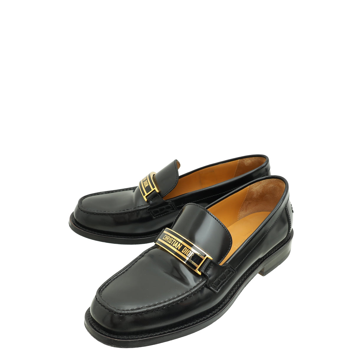 Dior Shoe Christian Brushed Code Loafers 38 Black Shoes
