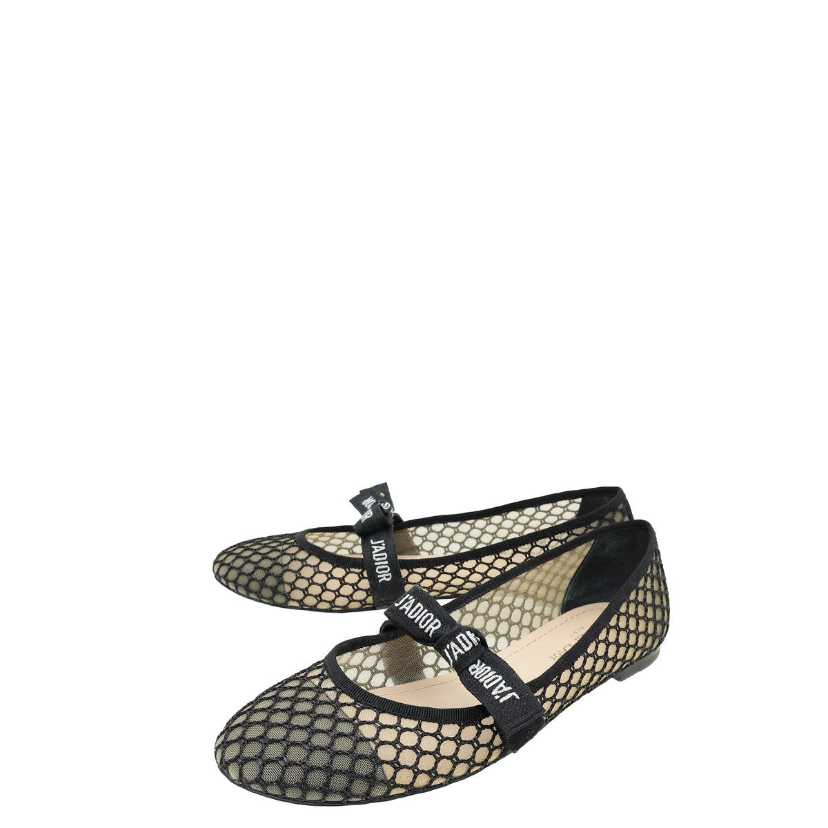 Dior Shoe Christian Miss J'a Fishnet Mesh Flat Ballerina Black Shoes