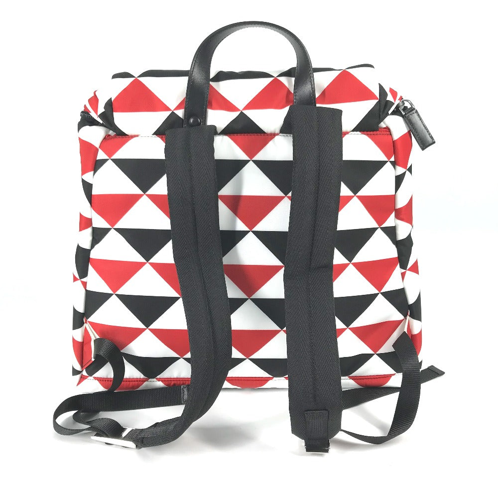 Backpack Triangle Plate Signeau Print Mens Handbag Nylon Red