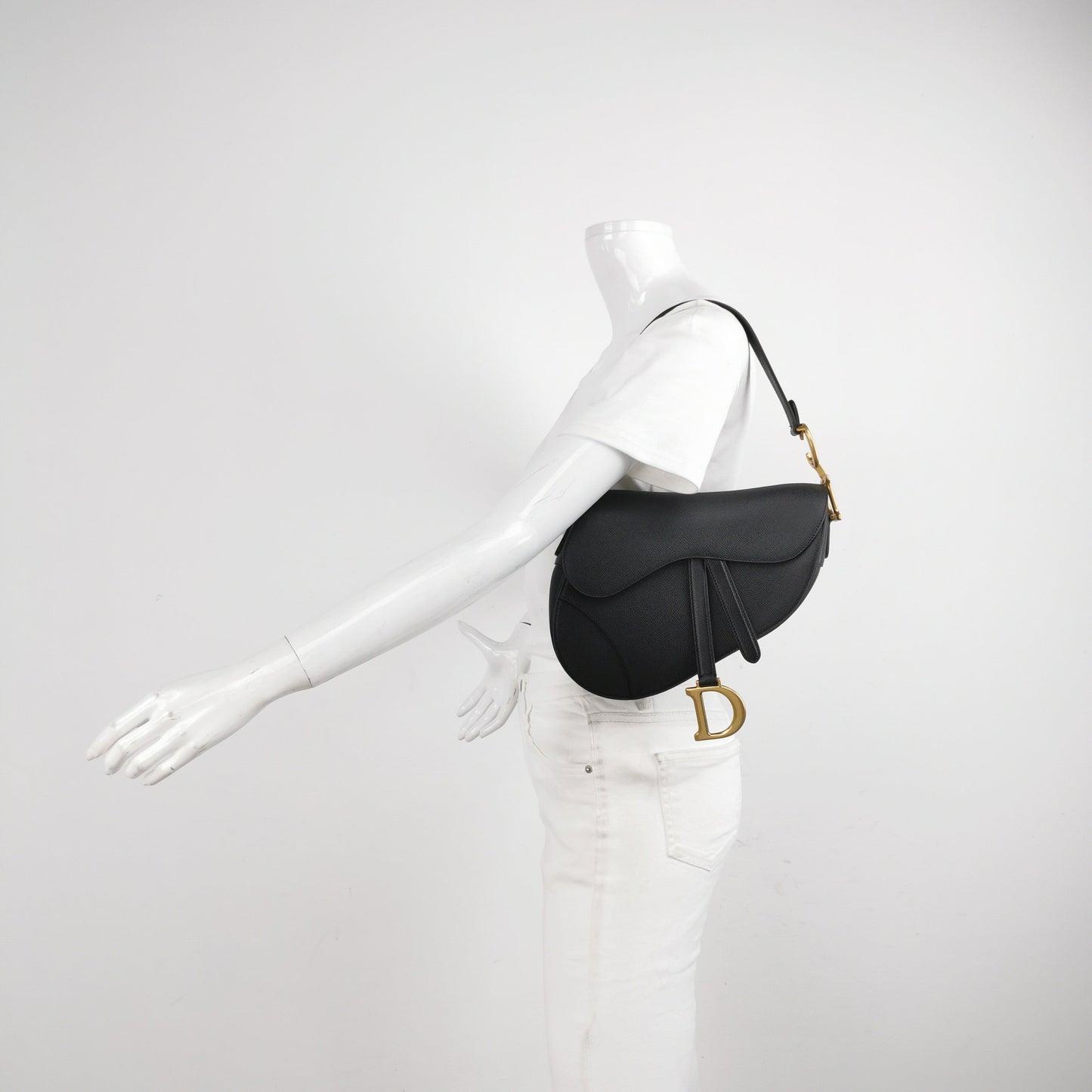 Dior Saddle Grained Calfskin Bag Leather Black Travel Bag