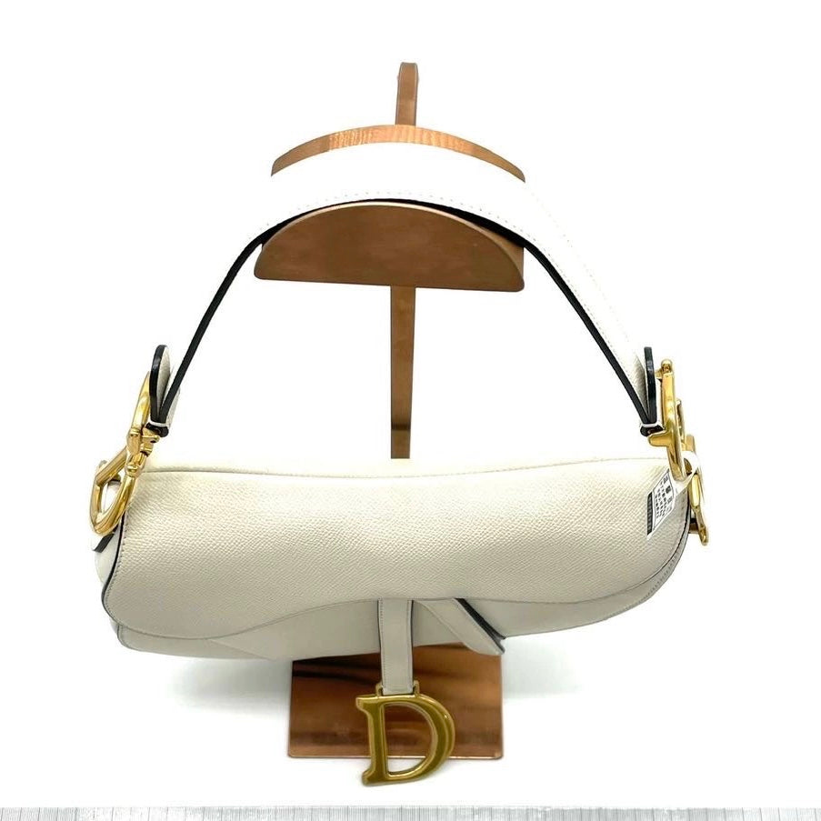 Dior Saddle Grained Handbag Leather White Travel Bag Leather Handbag