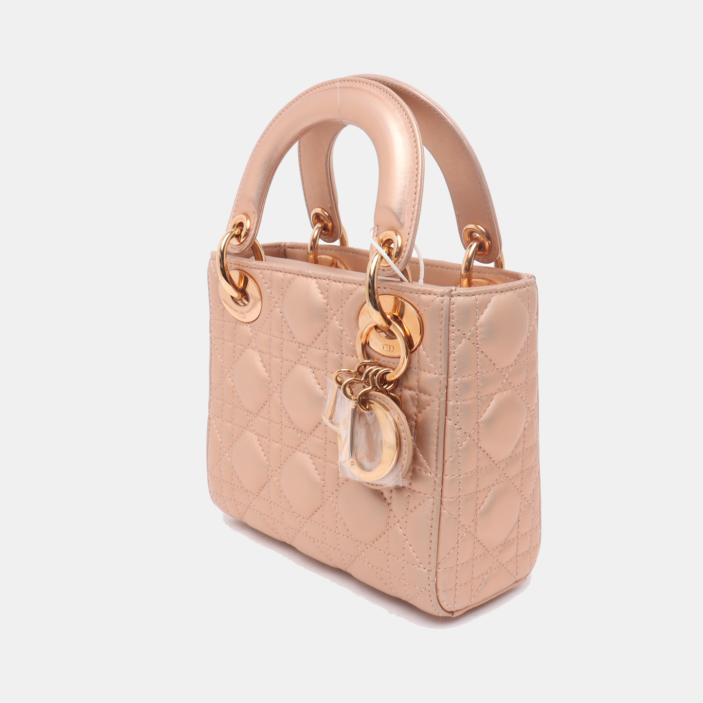 Dior Lady Irediscent And Metallic Cannage Lambskin Handbag Pink Travel Bag
