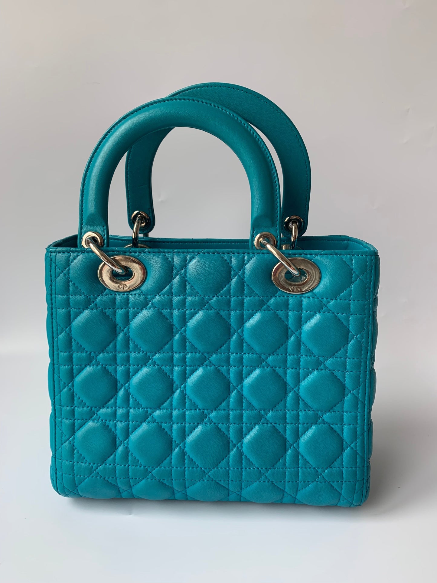 Dior Lady Bag Cannage Lambskin Leather Blue Travel Bag