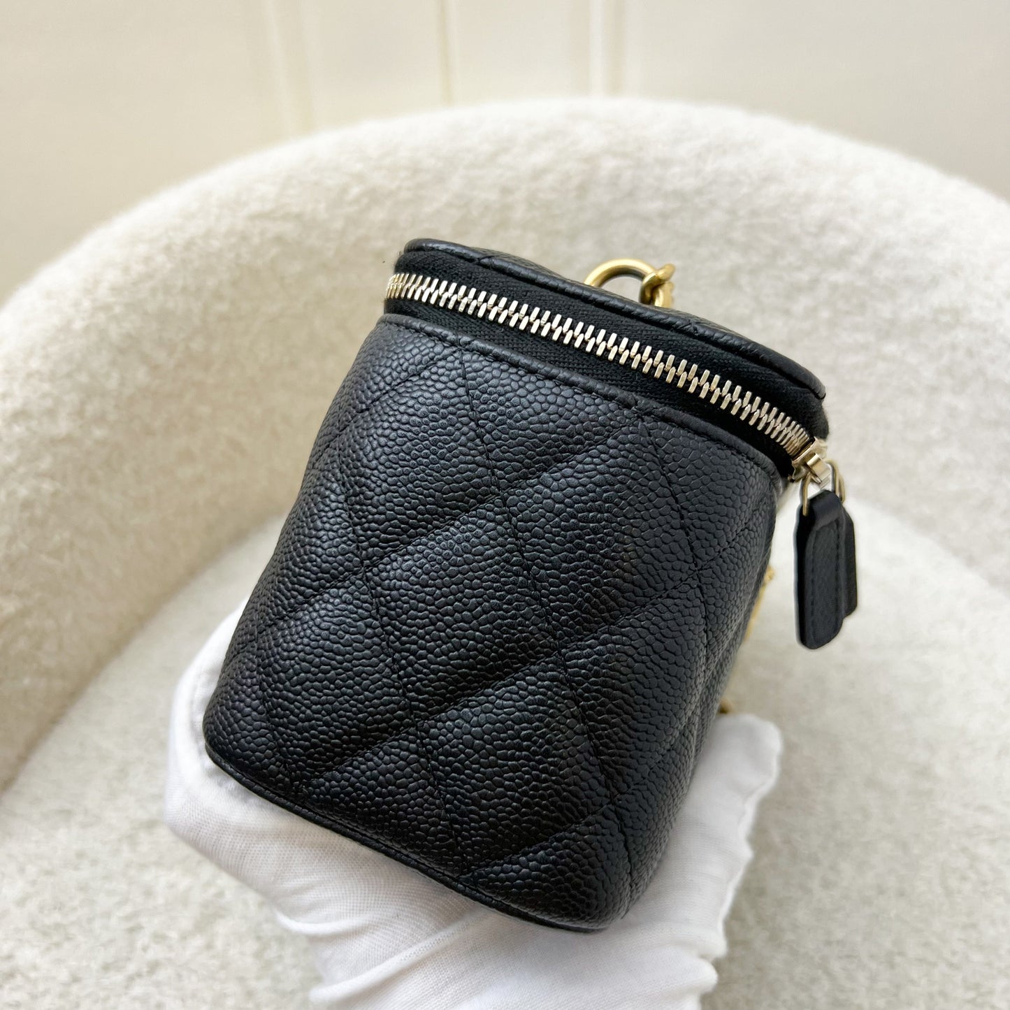 Chanel Heart Adjustable Chain Vanity in Black Caviar and AGHW