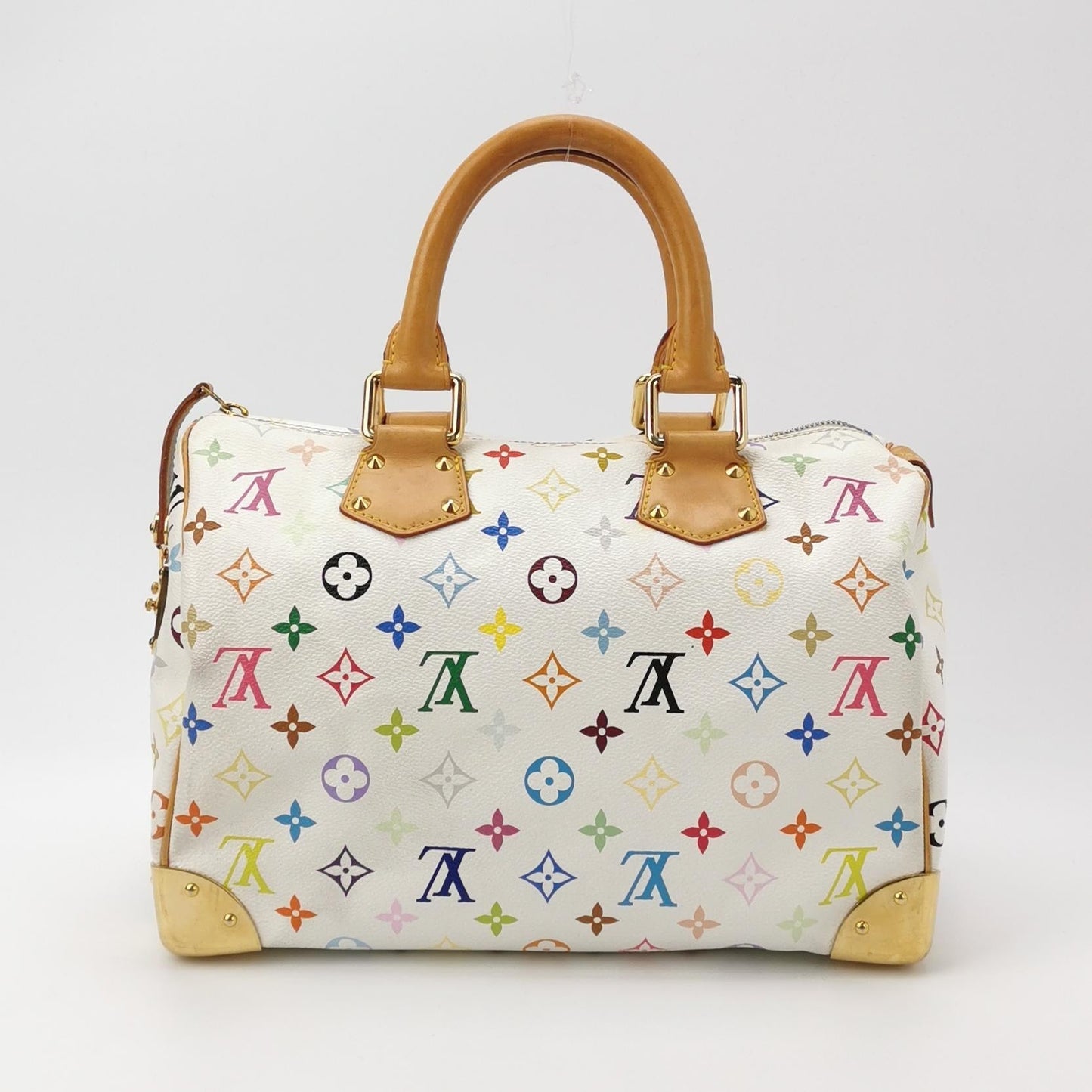 Louis Vuitton x Takashi Murakami Speedy 30 Lock Multicolor White Handbag Multicolor 8