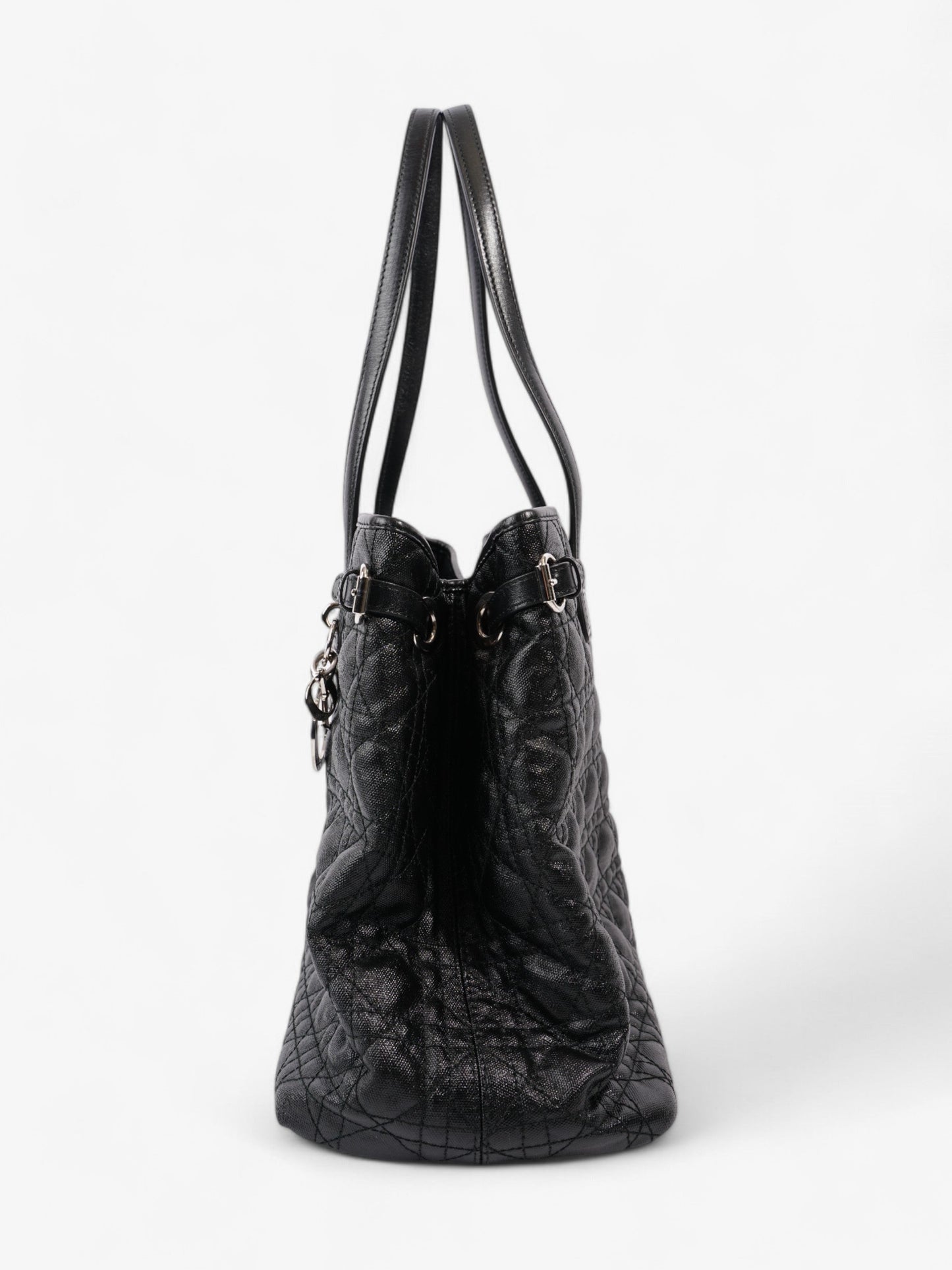 Dior Christian Panarea Tote Coated Canvas Black Shoulder Bag
