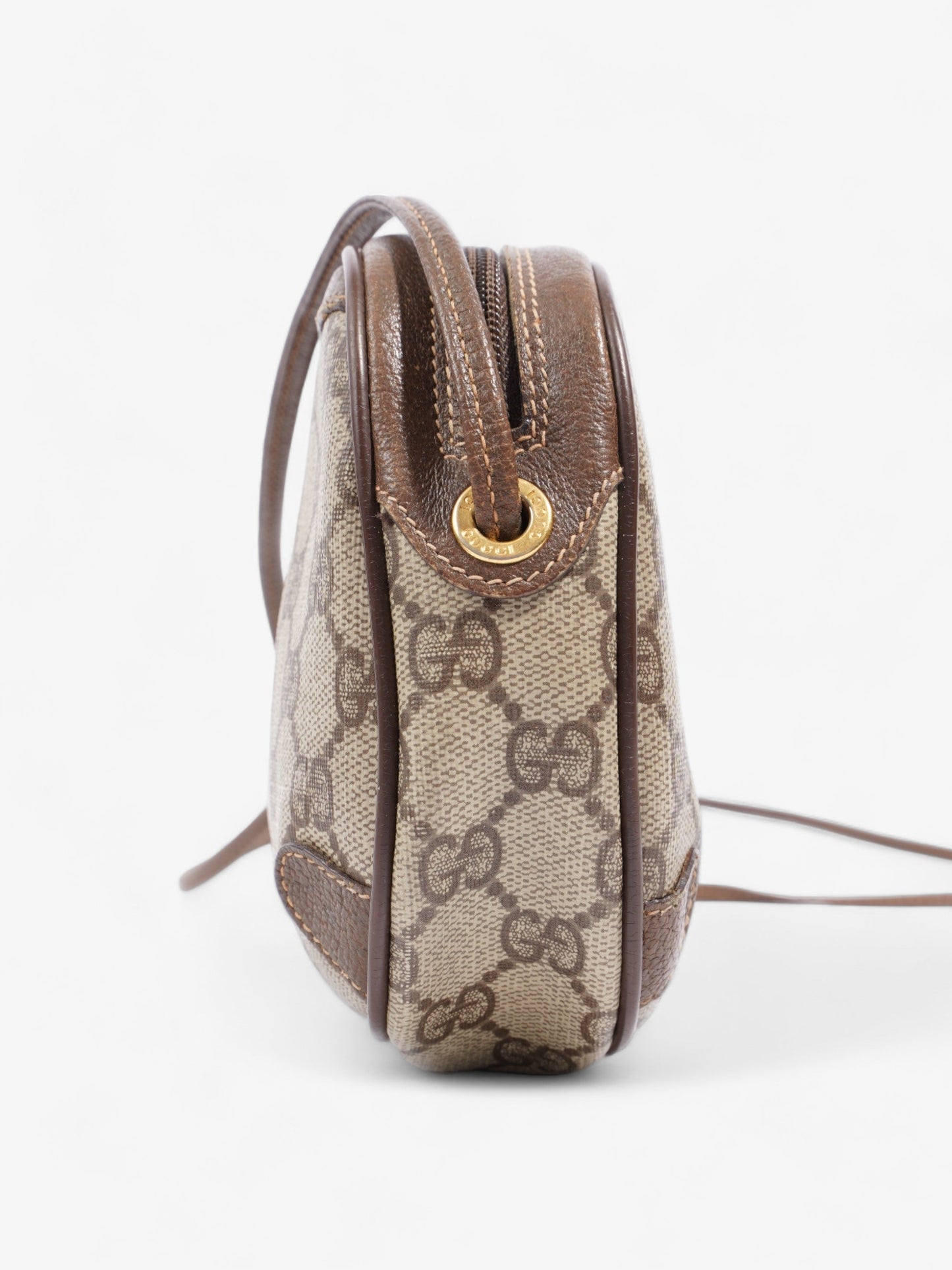 Gucci Web Sherry Line And Ebony Supreme Coated Canvas Brown Crossbody Bag