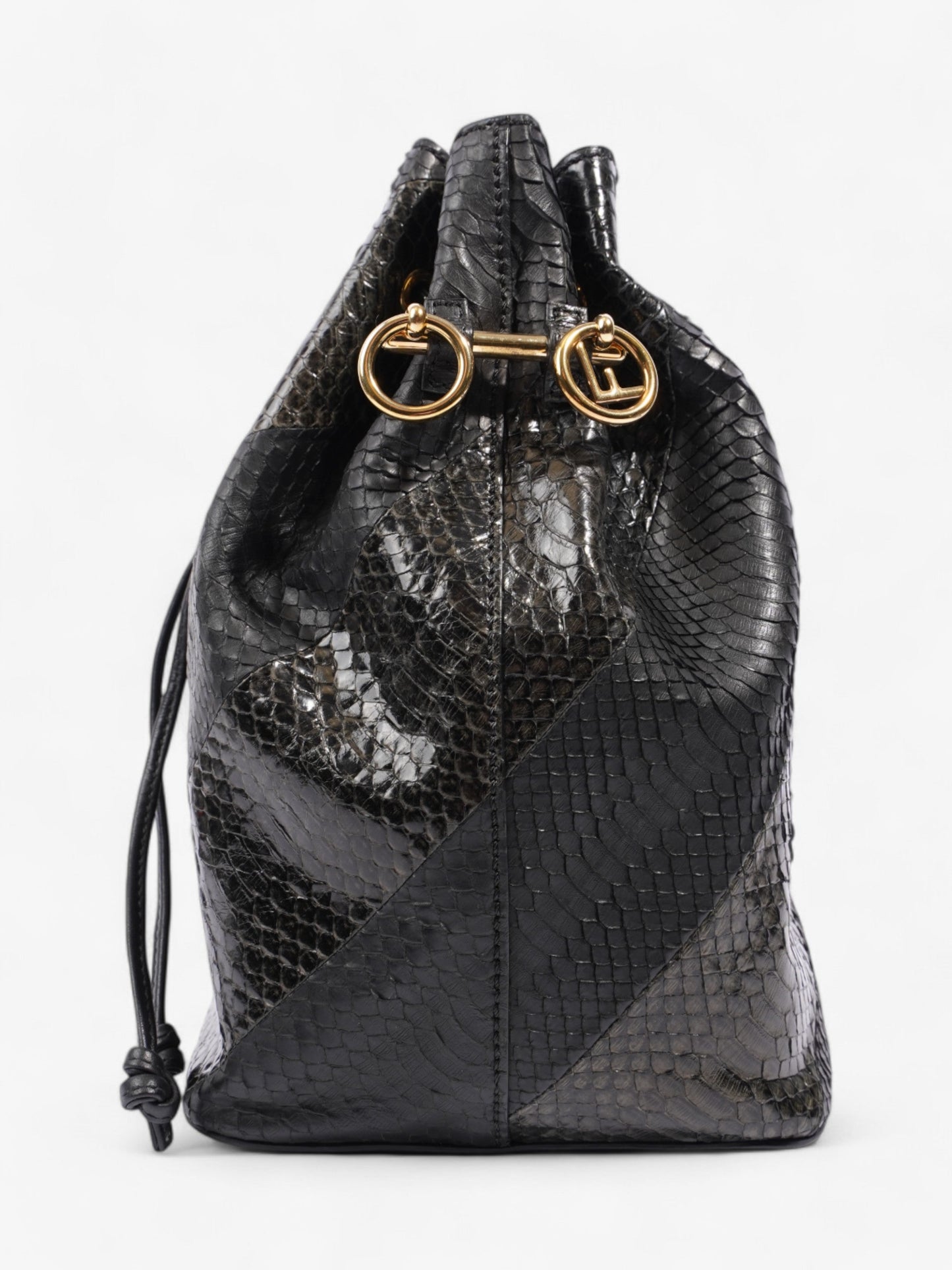 Fendi Mon Tresor Bag Leather Black Embossed Bucket Bag