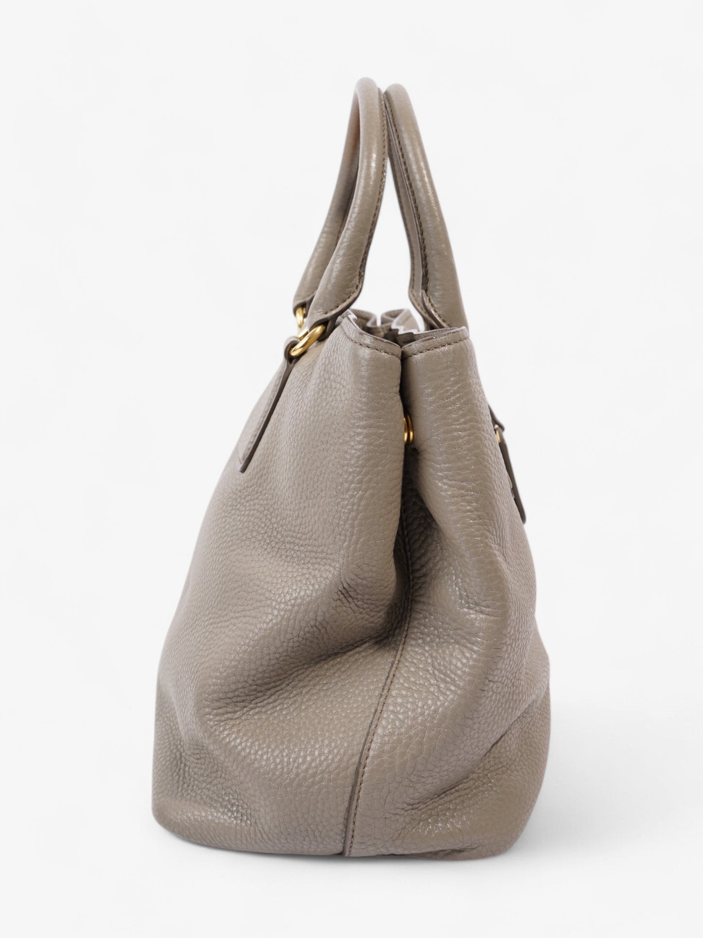 Prada Daino Middle Tote Grey Leather Vitello Gray Shoulder Bag