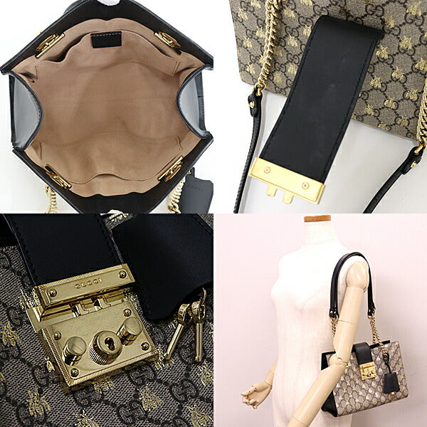 Gucci GG Supreme Padlock Canvas Beige Small Shoulder Bag
