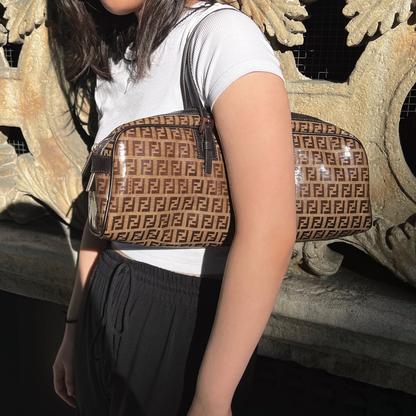 Fendi Handbag Zucchino Bowler Bag