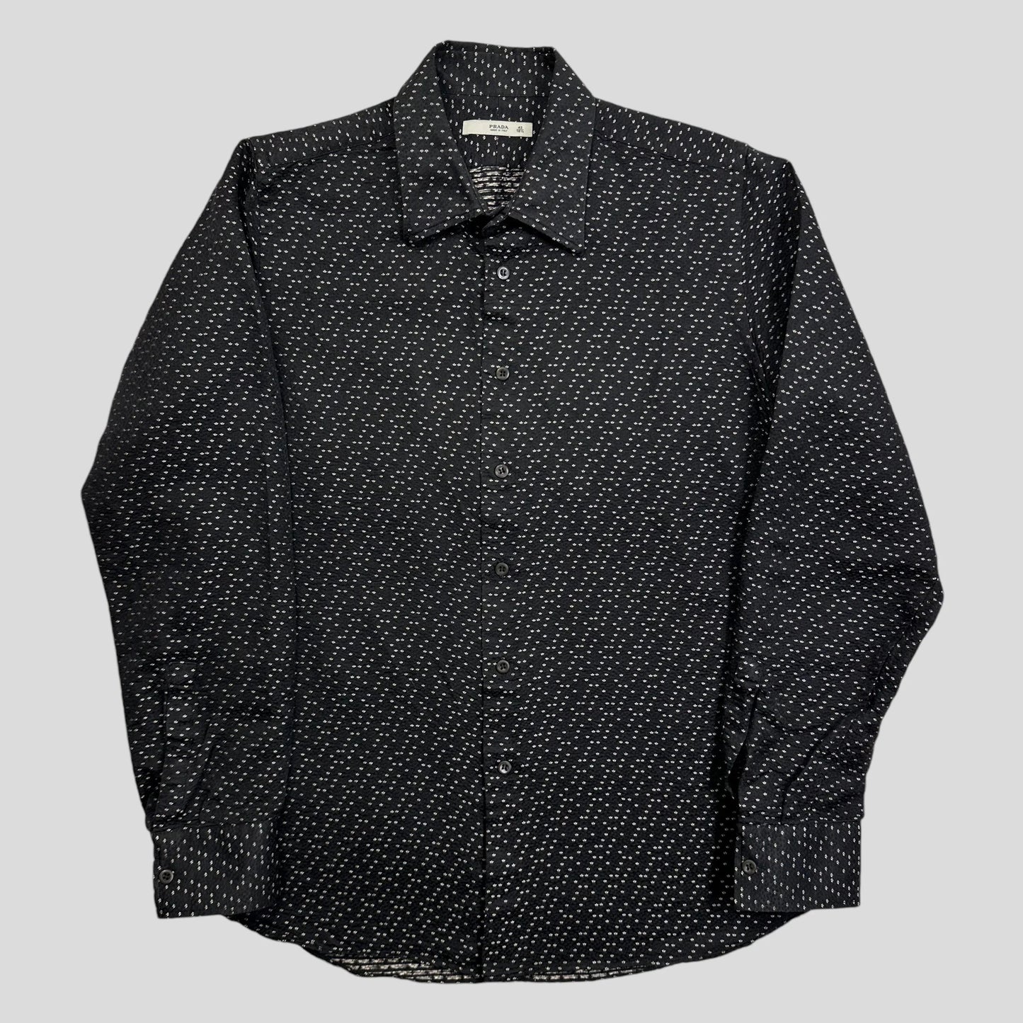 Prada Handbag Milano 00’s Textured Print Silk Shirt