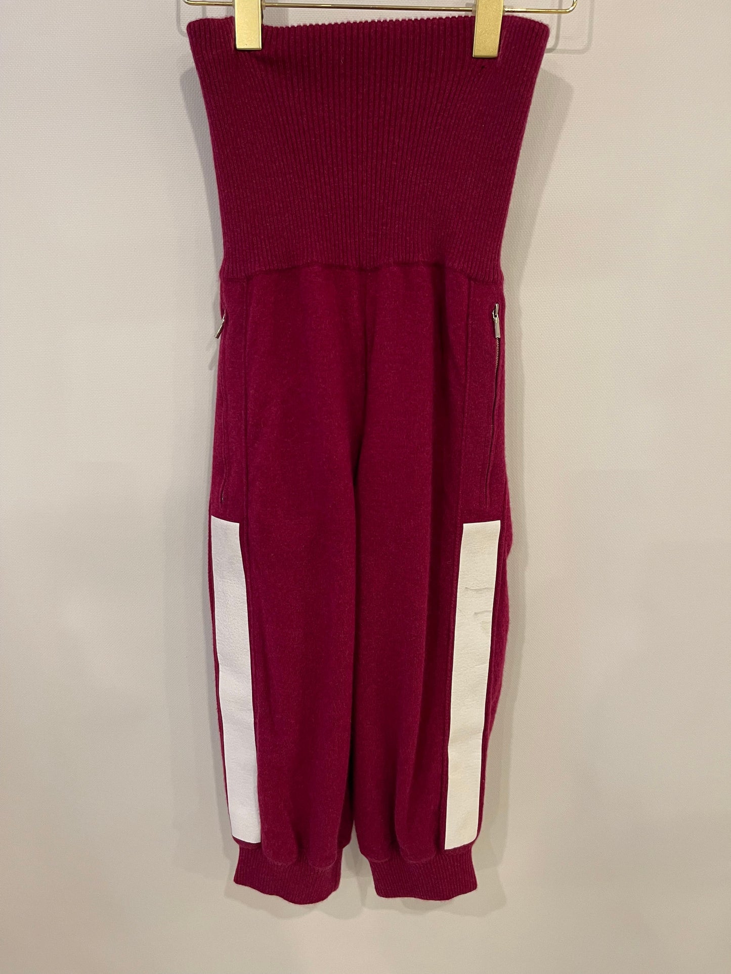 Chanel Raspberry Pink Capri Tro rs with White Stripes Detail Size FR 38 (UK 10) Accessory