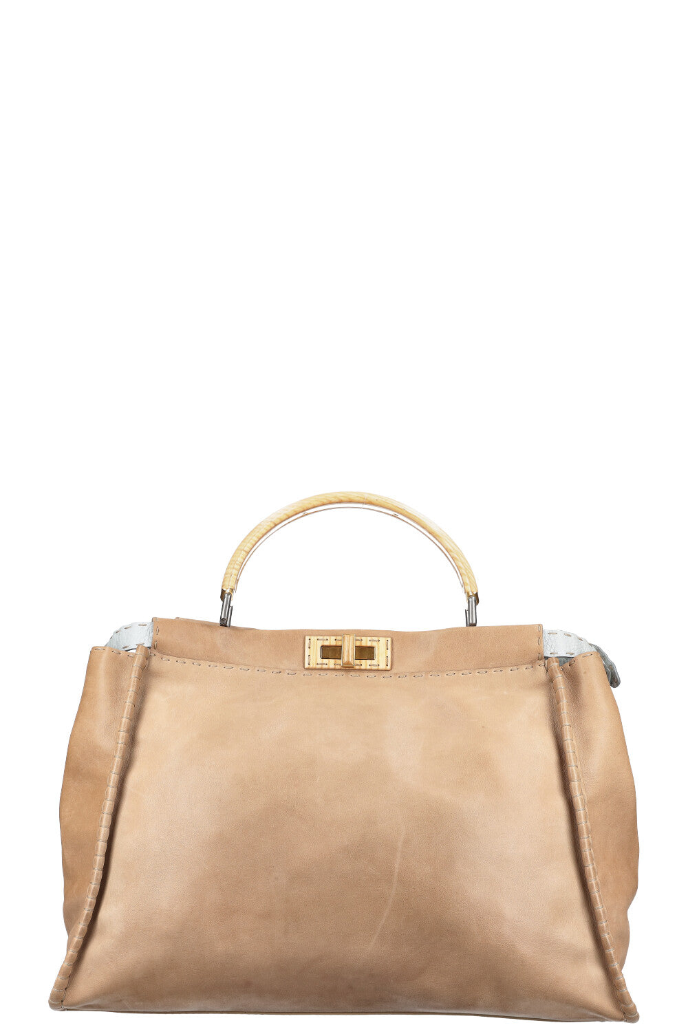 Fendi Peekaboo Wood Beige Large Handbag