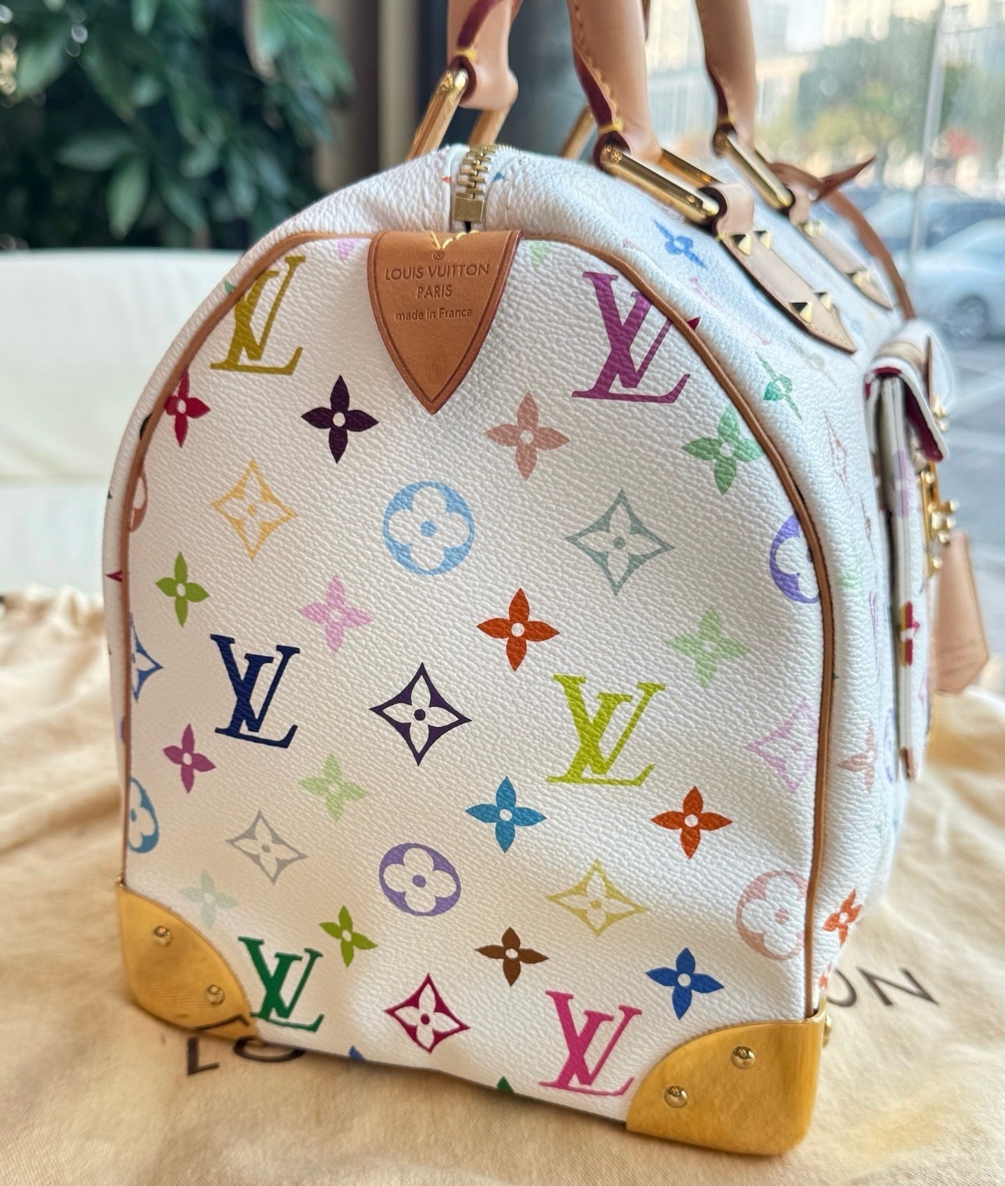 Louis Vuitton x Takashi Murakami Speedy 30 Lock Multicolor White Handbag Multicolor 14