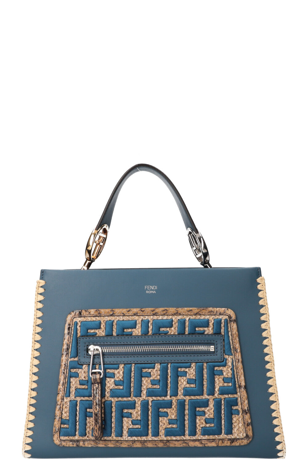 Fendi Runaway Bag Raffia Blue Small Handbag