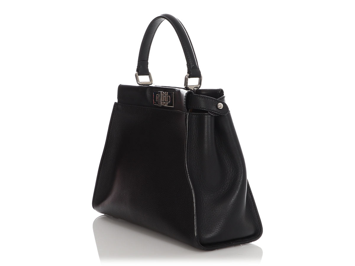 Fendi Monster Peekaboo Shoulder Bag Python Black Medium