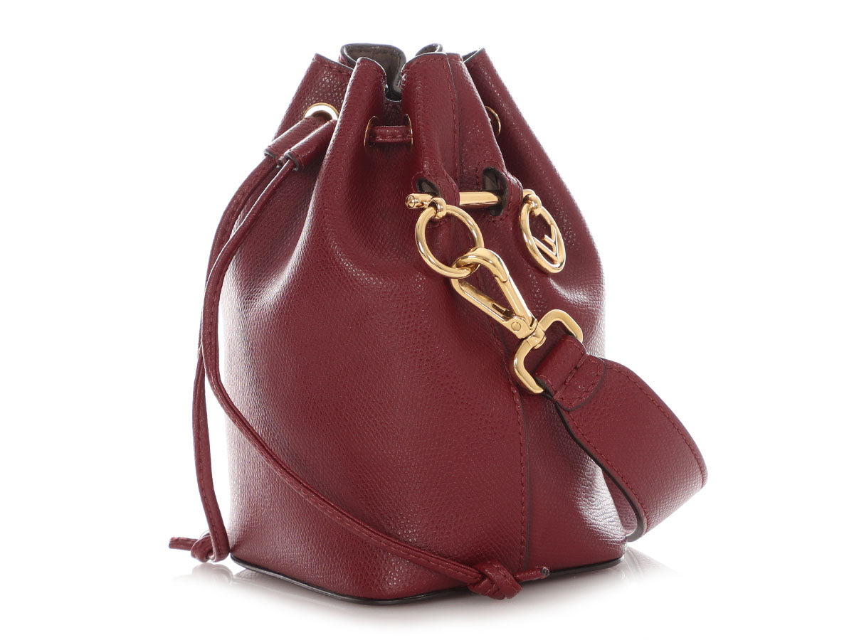 Fendi Calfskin Mon Tr Sor Crossbody Bag Red Mini