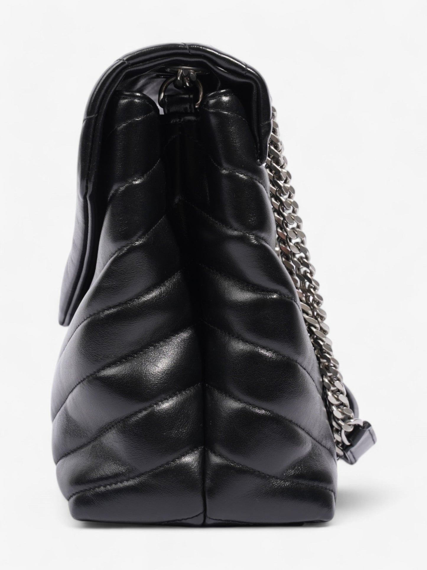 YSL Saint Laurent Lou Lou Calfskin Shoulder Bag Leather Black Medium