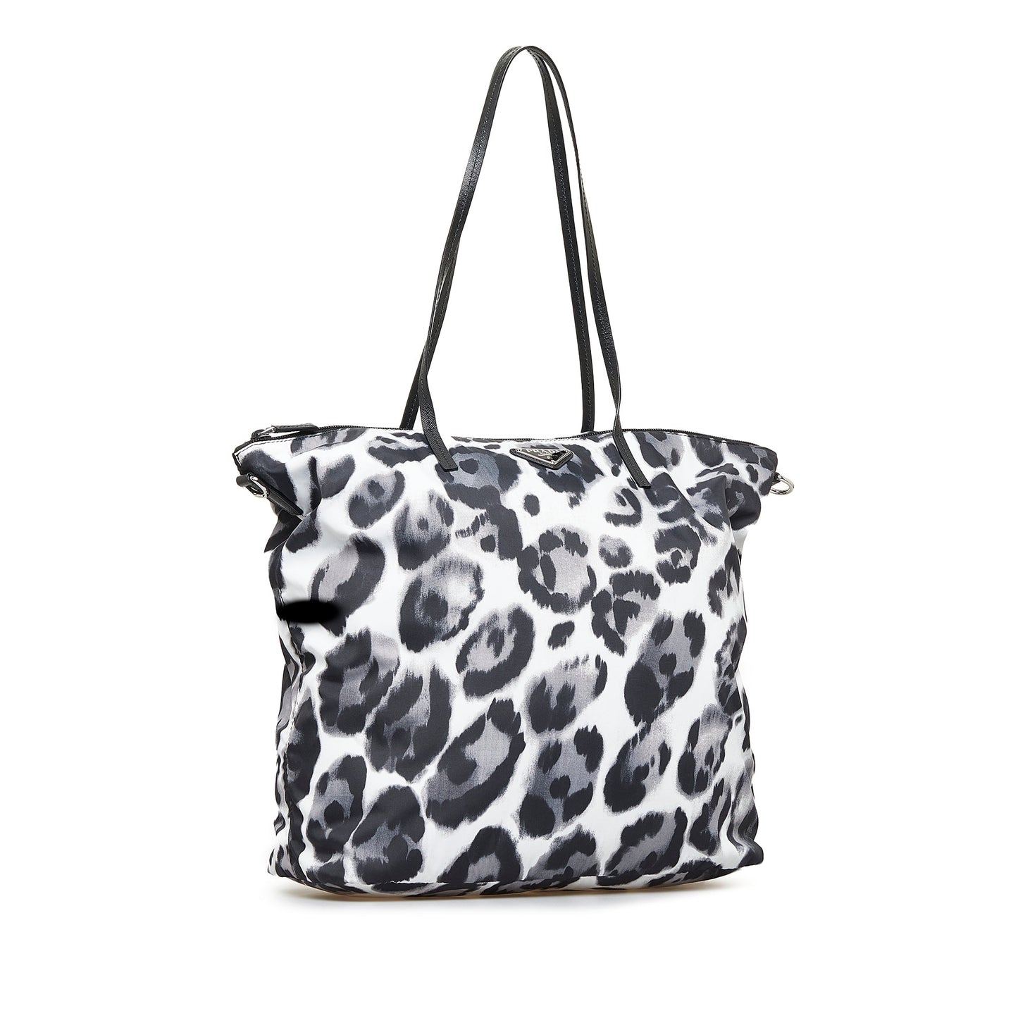 Prada Tessuto Shopper Printed Tote Bag Canvas Nylon Black