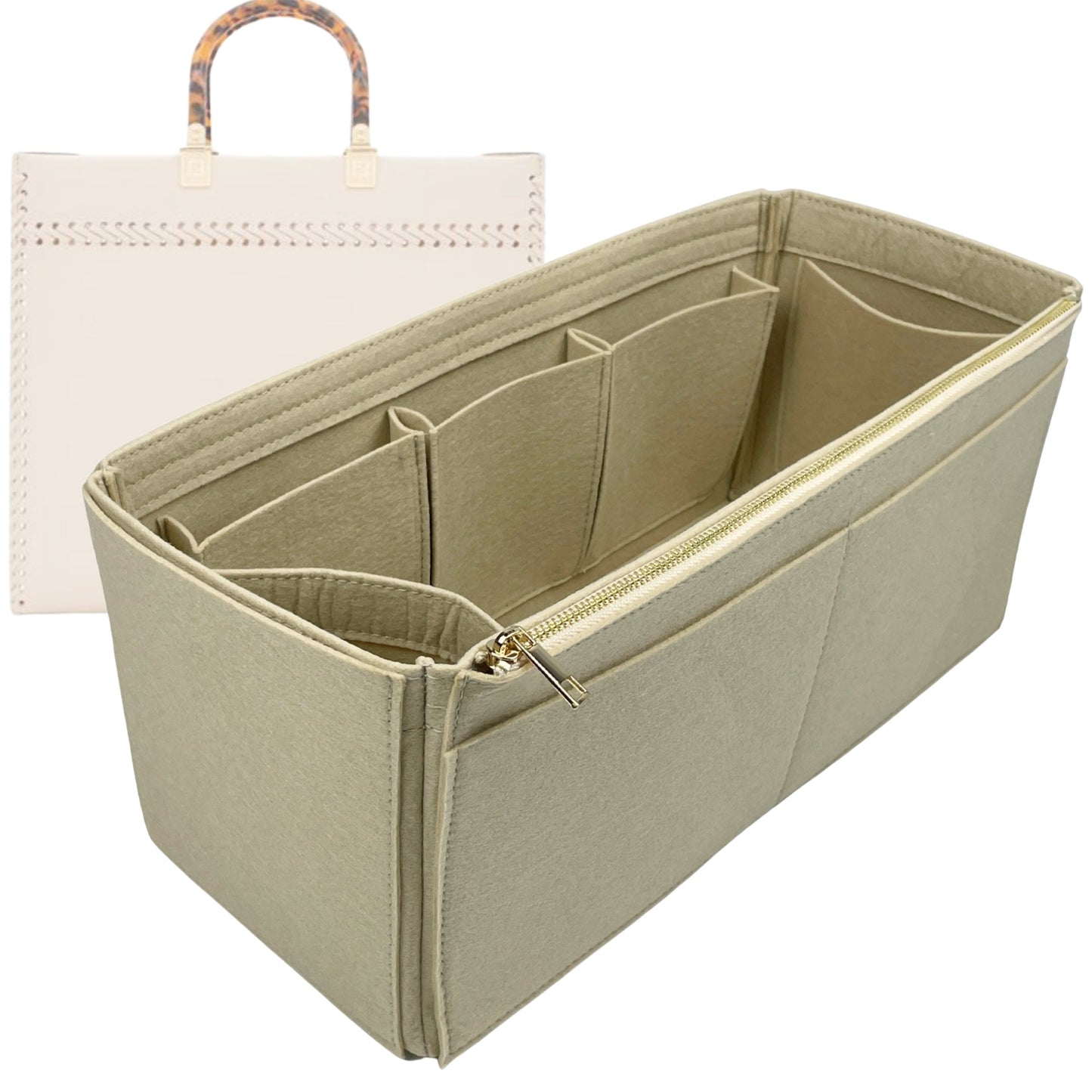 Fendi Handbag Organizer for Sunshine , Bag Insert Felt, Small