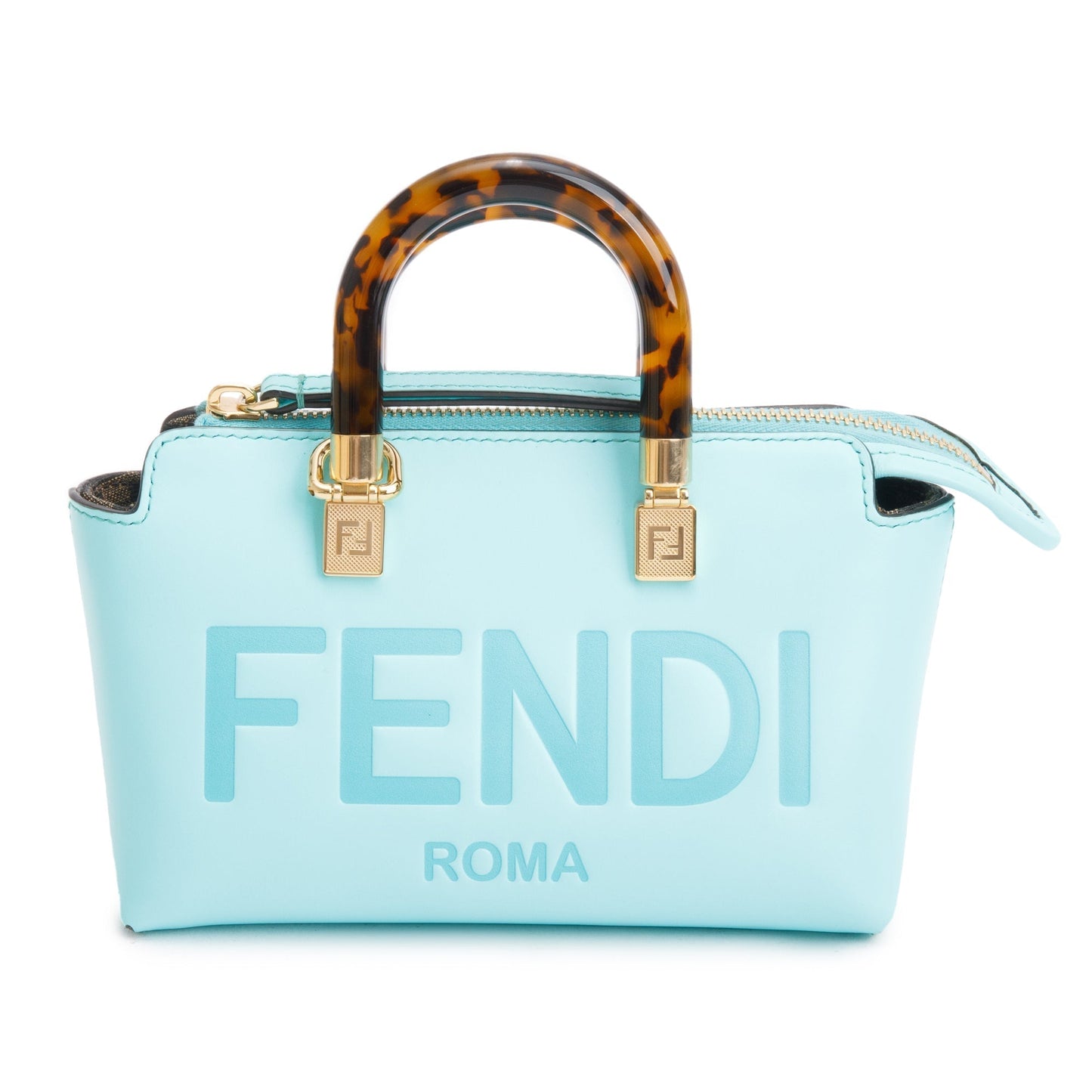Fendi By The Way Boston Bag Leather Blue Travel Bag