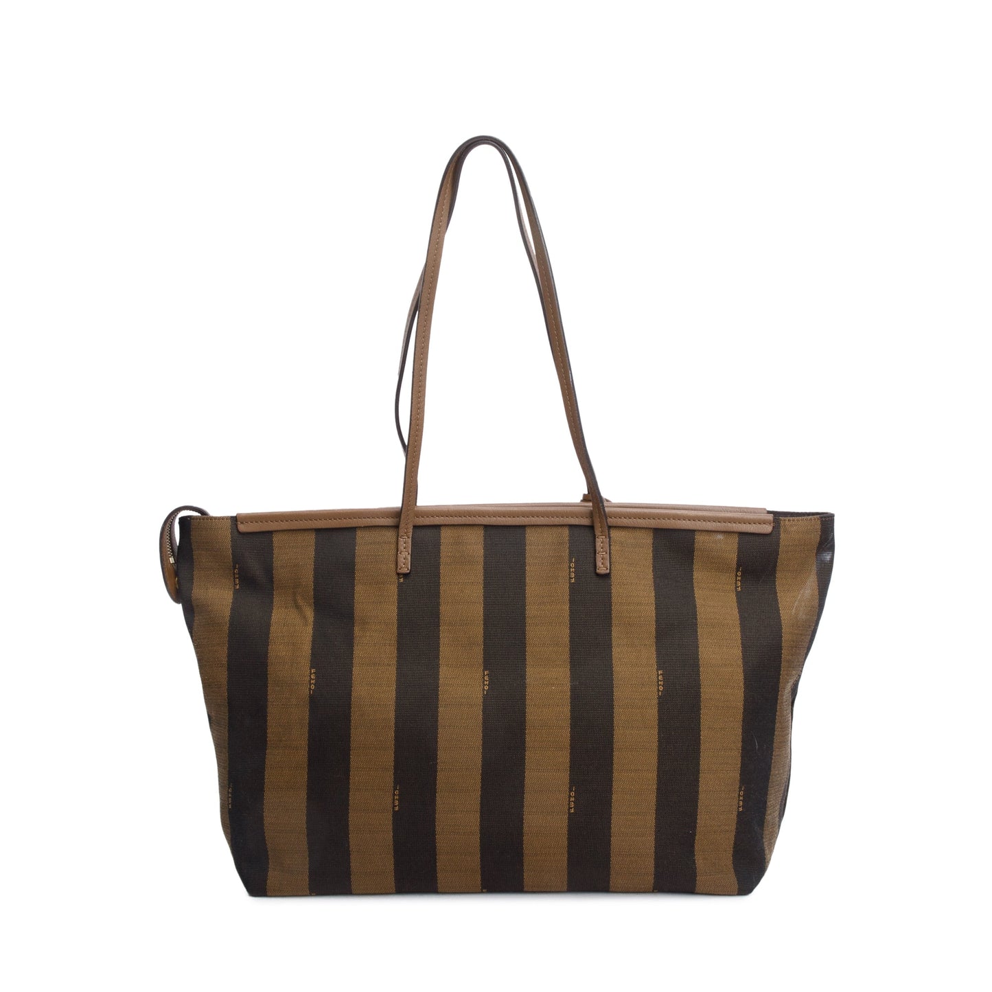 Fendi Pequin Roll Tote Canvas Brown Tote Bag
