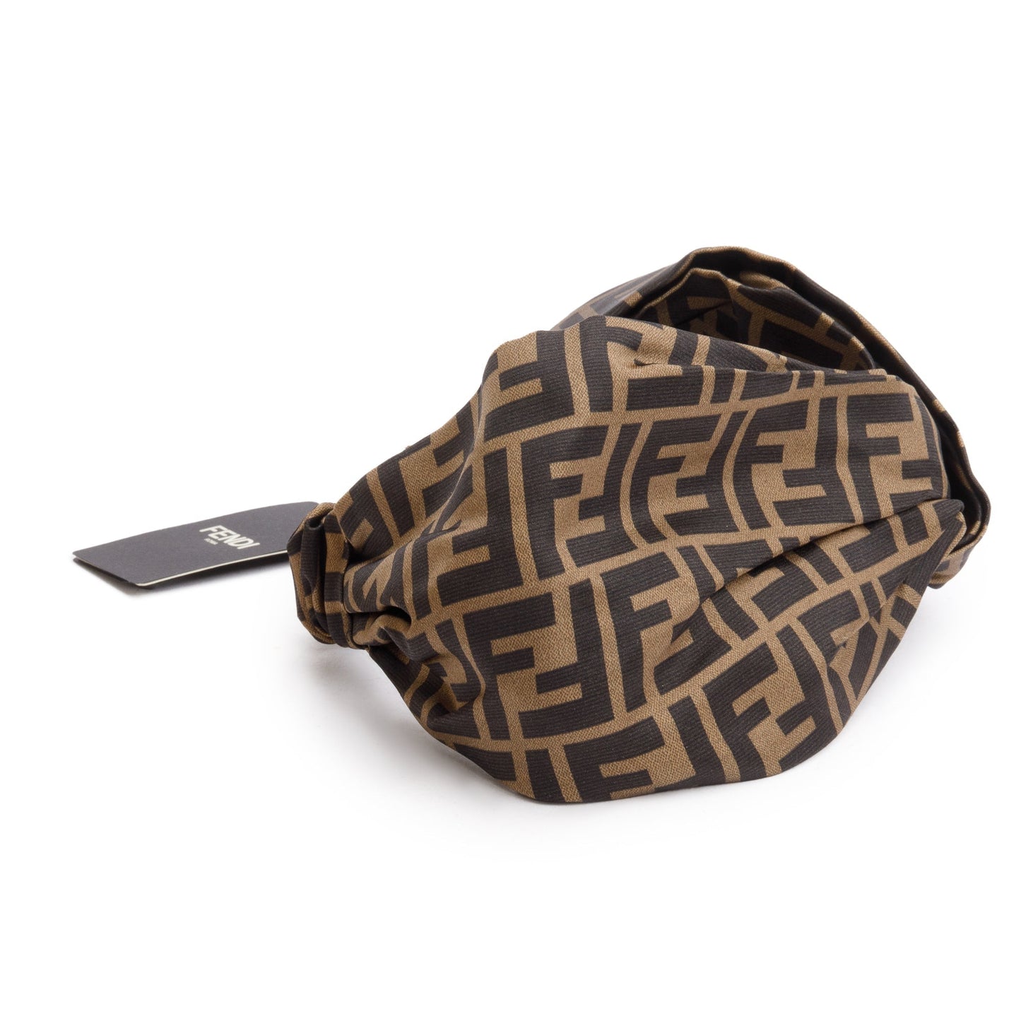 Fendi Silk Zucca Ff Headband Travel Bag Brown Logo