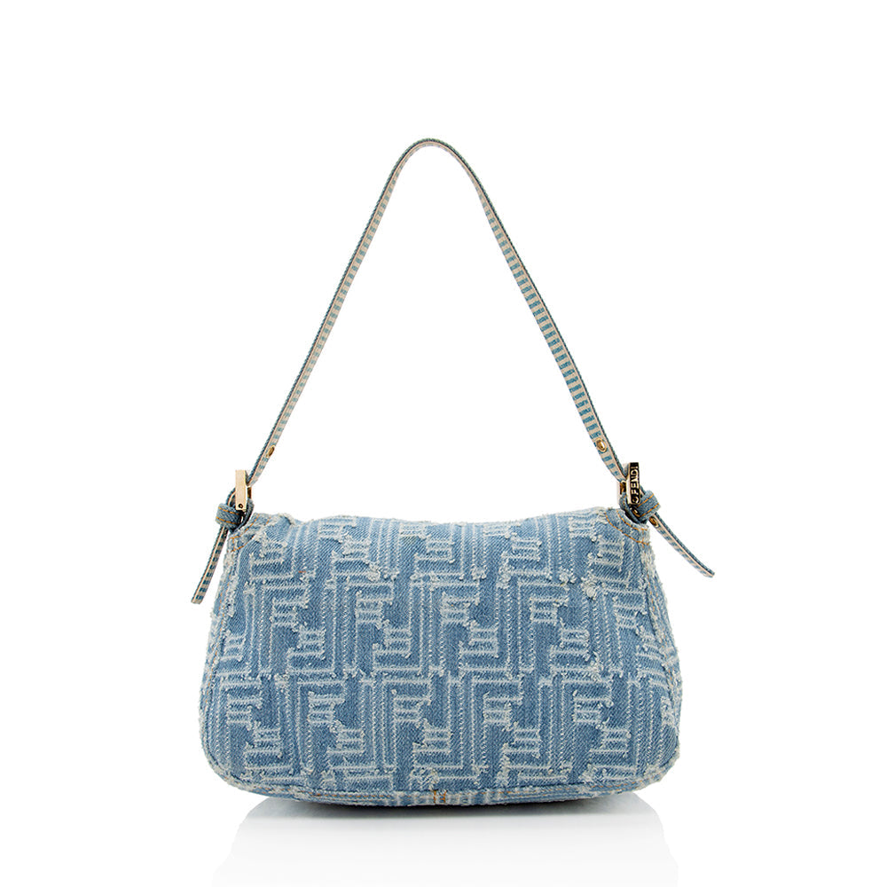 Fendi Baguette Shoulder Bag Shf Denim Mini