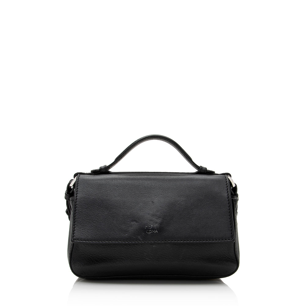 Fendi Ff Calfskin Double Baguette Bag Shf Micro Embossed Shoulder Bag