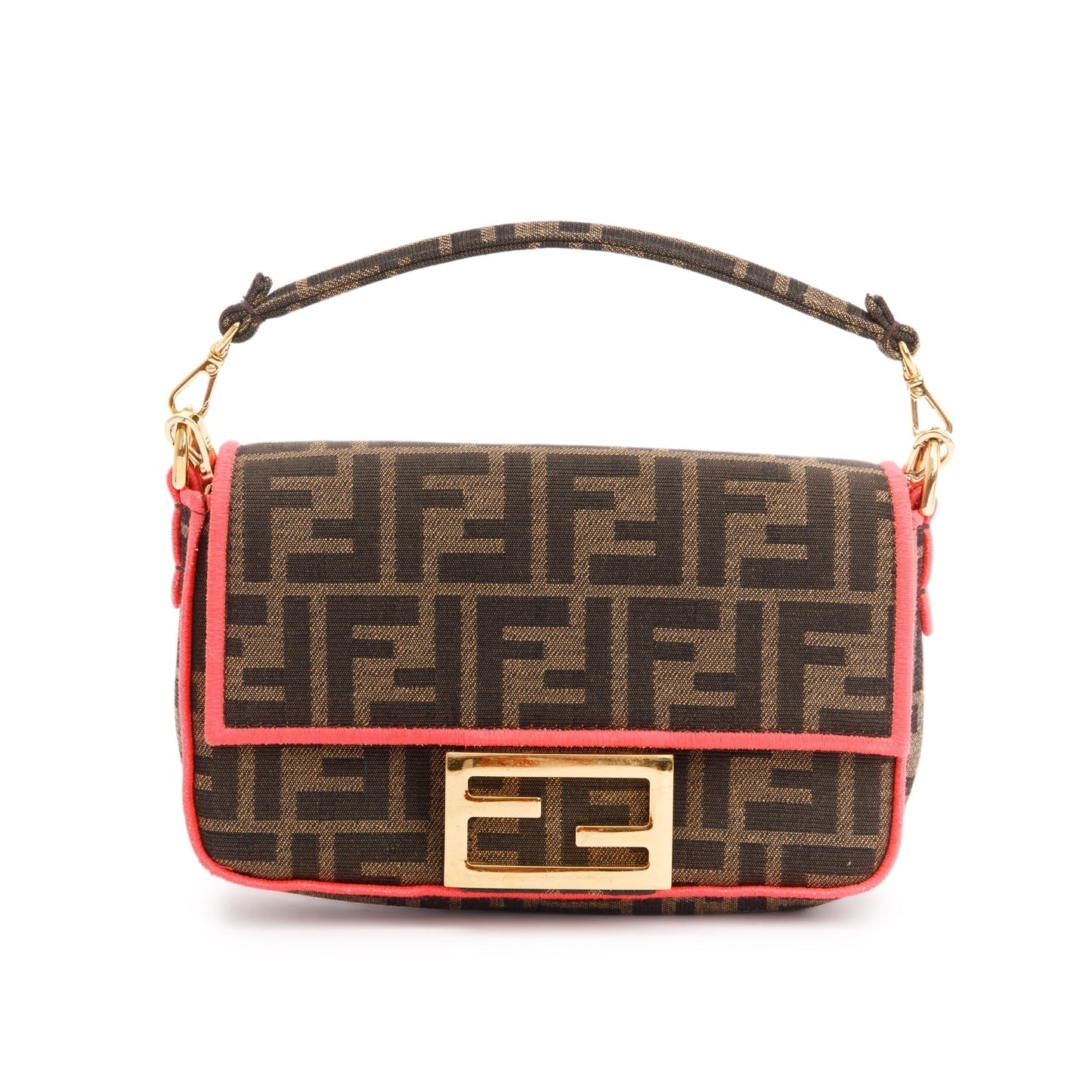Fendi Ff Zucca Baguette Crossbody Bag Canvas Mini