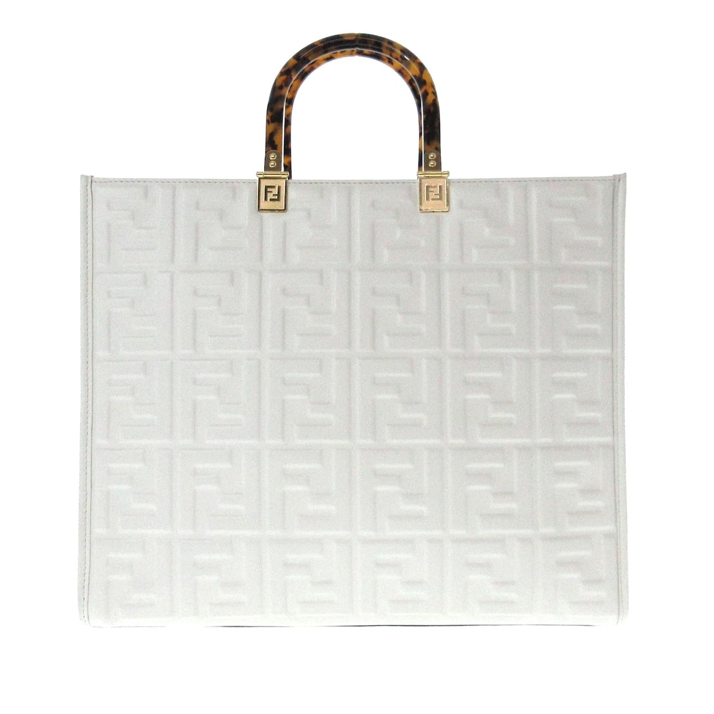 Fendi Zucca Sunshine Shopper Tote Shg Qba Medium Embossed Tote Bag