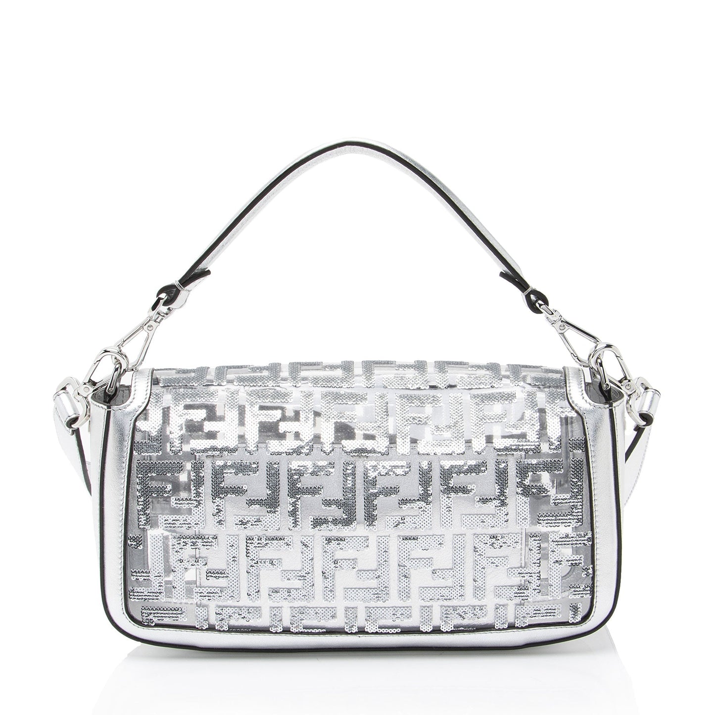 Fendi Metallic Ff Sequin Pvc Baguette Shoulder Bag Leather Medium
