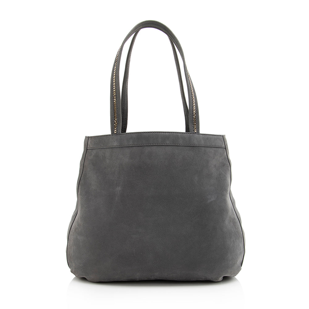 Fendi Metallic Trim Tote Shf Suede Chain Tote Bag