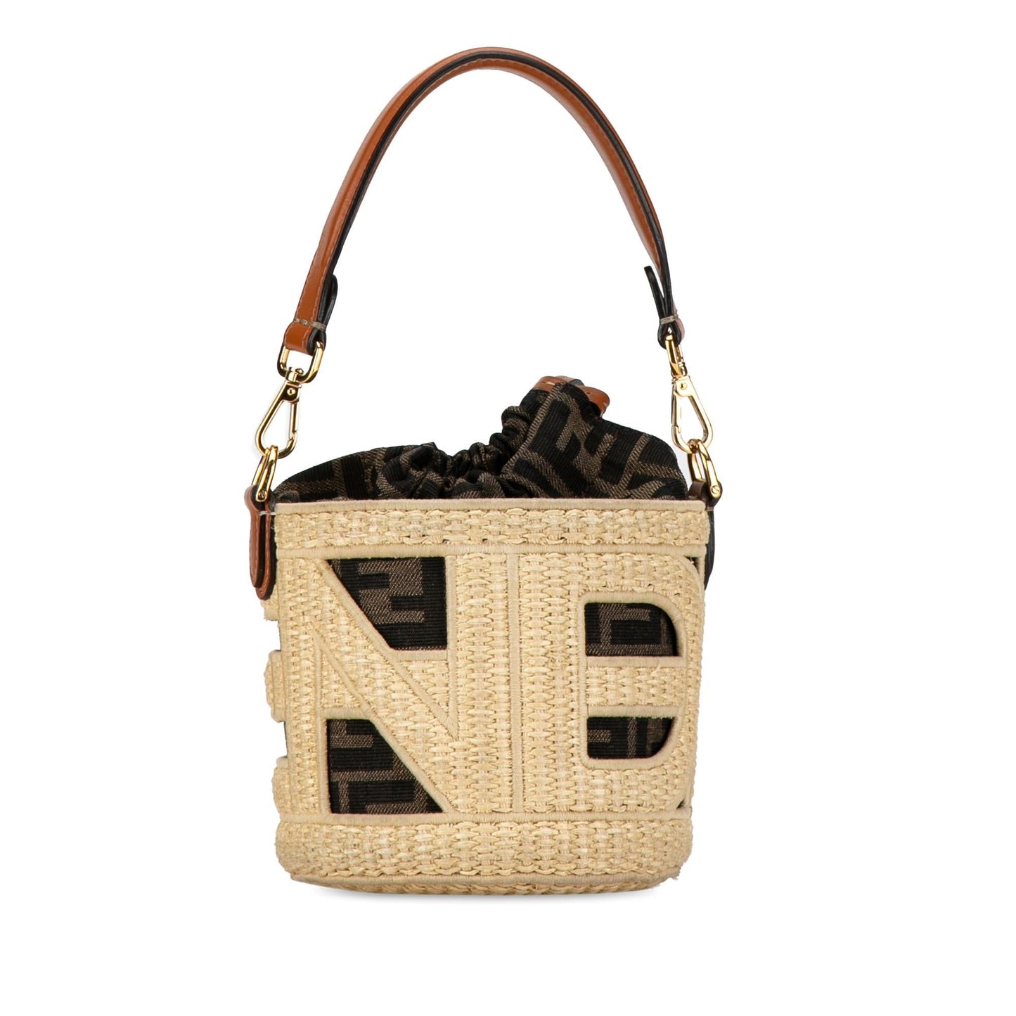 Fendi Straw And Zucca Step Out Bag Shg Vrfux8 Canvas Mini Shoulder Bag