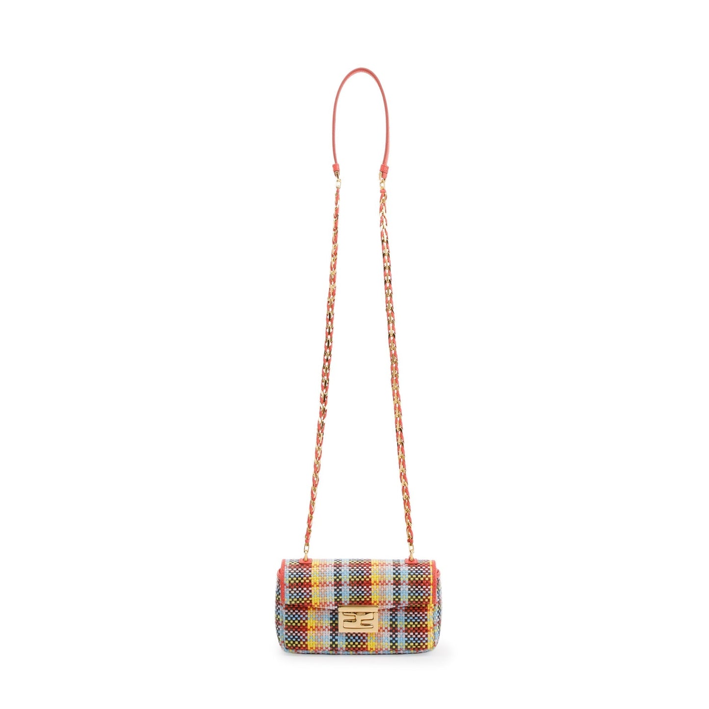 Fendi Multicolor Rosa Ecstacy Nappa Intrecciato Be Baguette Woven Mini Crossbody Bag