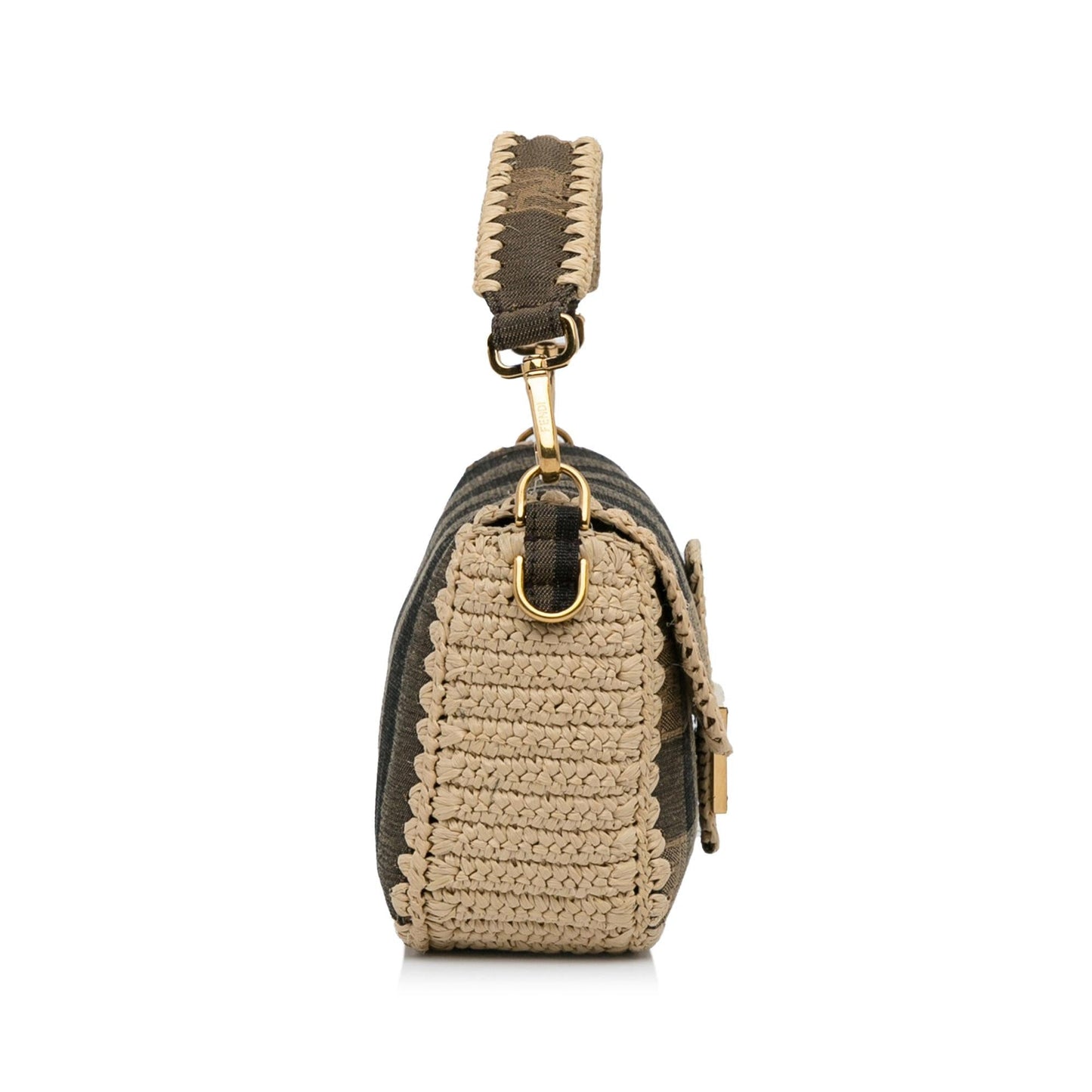 Fendi Pequin And Baguette Shg Lmio6U Satchel Bag Canvas Raffia