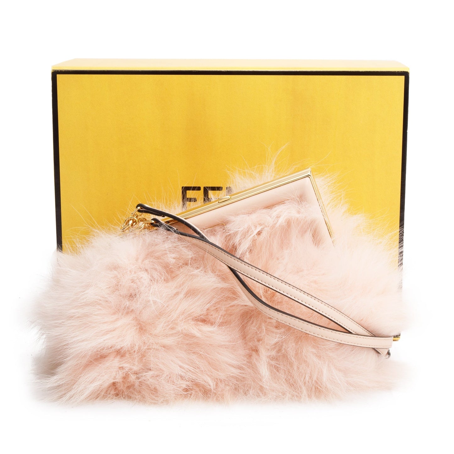 Fendi Nappa Fox Fur First Bag Leather Pink Travel Bag
