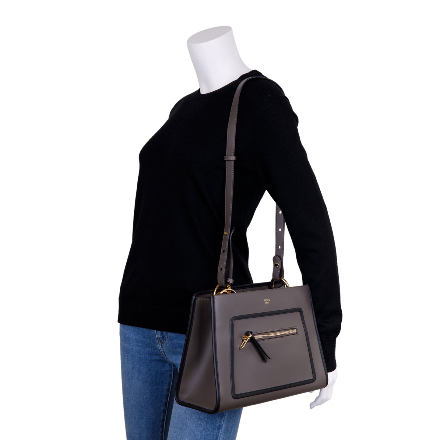 Fendi Runaway Tote Leather Small Tote Bag