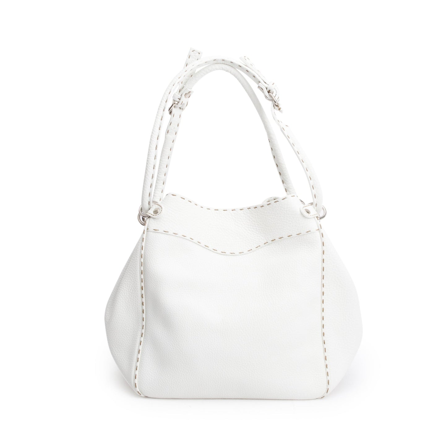 Fendi Selleria Bag Leather White Bucket Bag